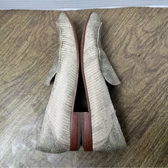 Franco Sarto Kristin Leather Sparkly Metallic Gold Snakeskin Loafers Size 8.5 - Picture 6 of 12